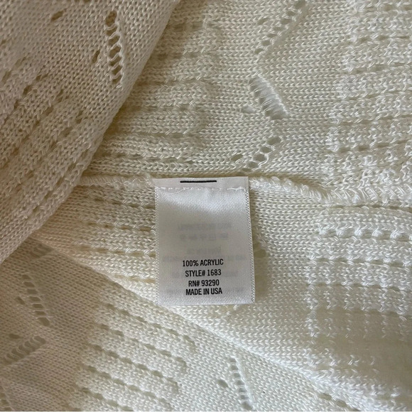 Francesca’s Miami Cream Open Front Pointelle Knit Duster Cardigan Medium Women’s - Picture 10 of 11